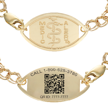 QR Code Santa Rosa Medical ID Bracelet 14k Gold, Gold, large image number 0